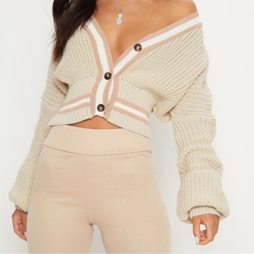 PrettyLittleThing Cream Off-the-Shoulder Sweater Chunky Knit
